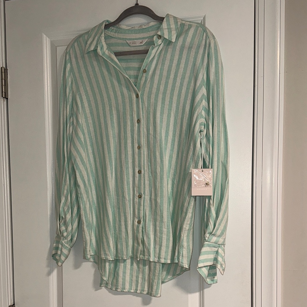 LC Lauren Conrad Aqua Striped Top
